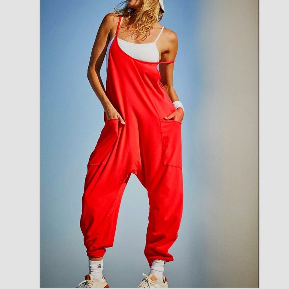 Free People FP Movement Hot Shot Onesie Cherry Crush Jumpsuit